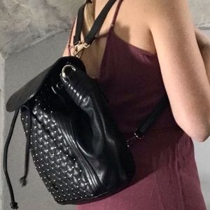 Black + Gold Drawstring Backpack